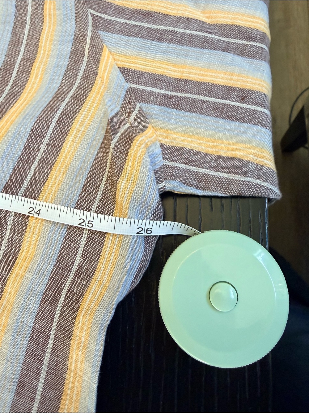 EUC Faconnable Striped Linen Button-Down in Yellow, Gray & Cream - Picture 3 of 7